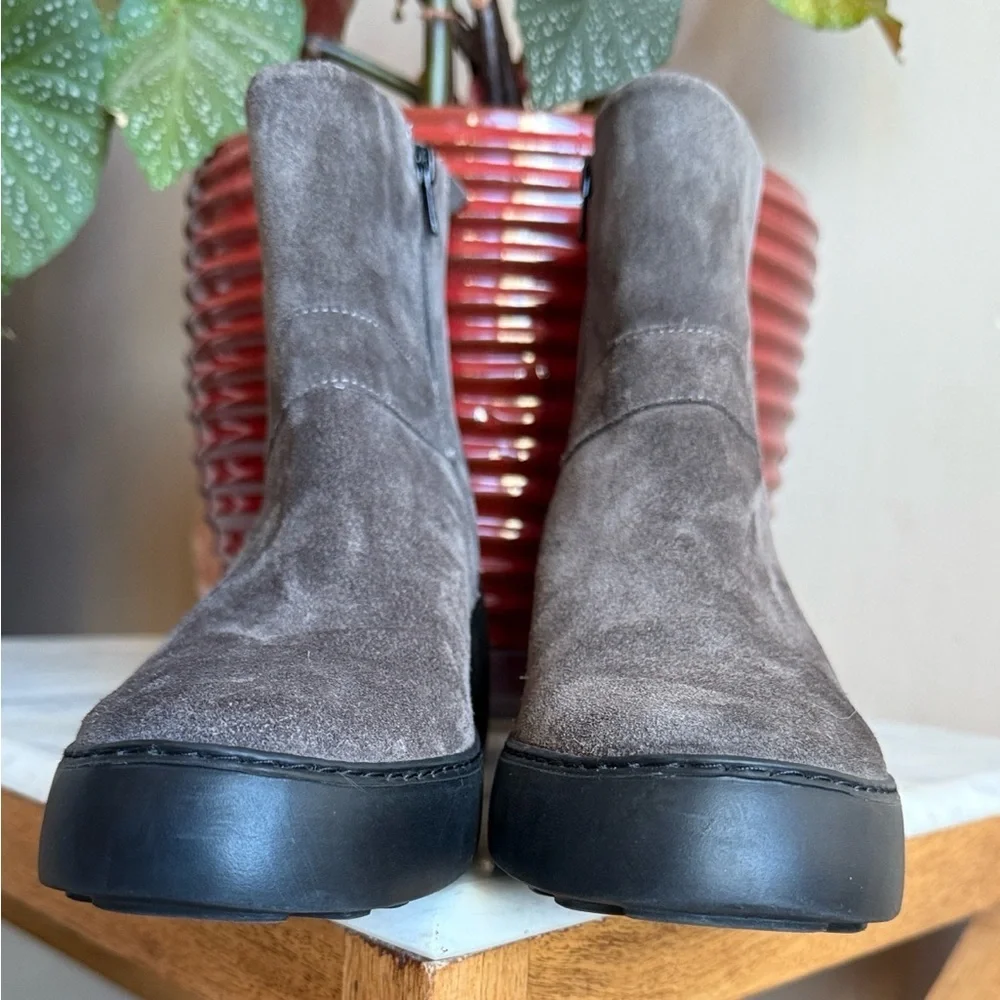 Fly London Doxe Anthracite | Black Suede Wedge Ankle Boots | Size 10 US 41 EU